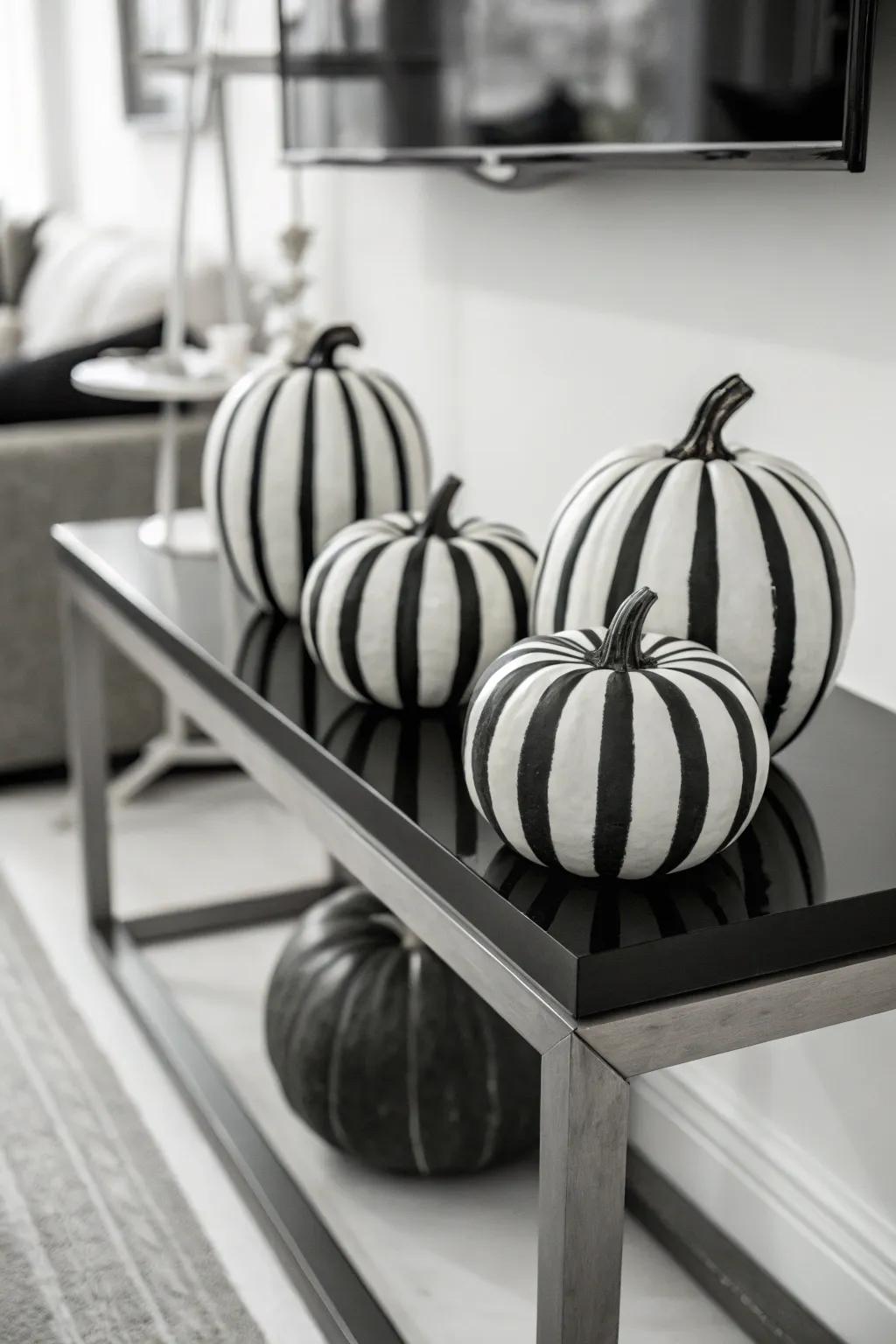 Striped pumpkins provide a classic and stylish look.