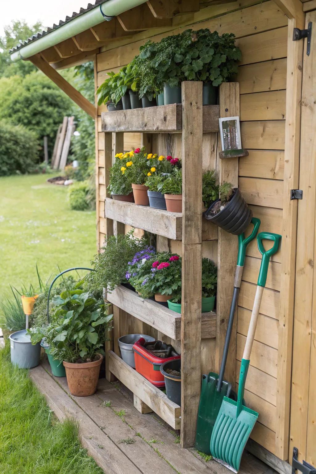 Functional and stylish pallet shelving.