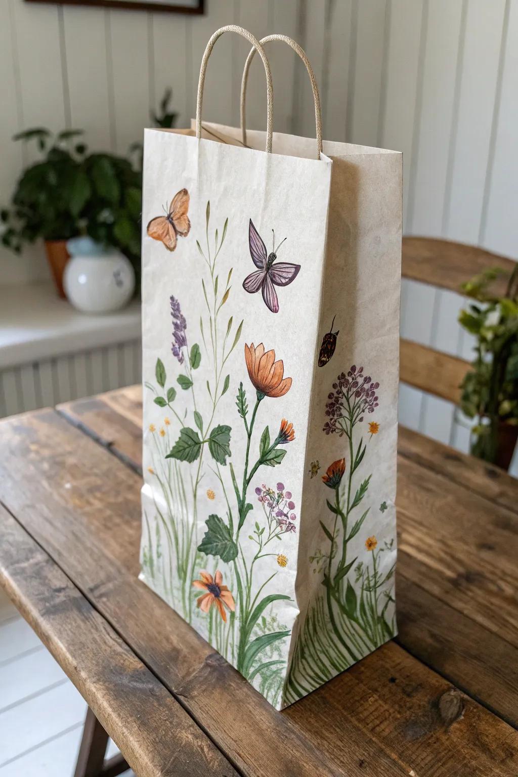Transform ordinary paper bags into works of art with hand-painted garden scenes. Let your creativity bloom!