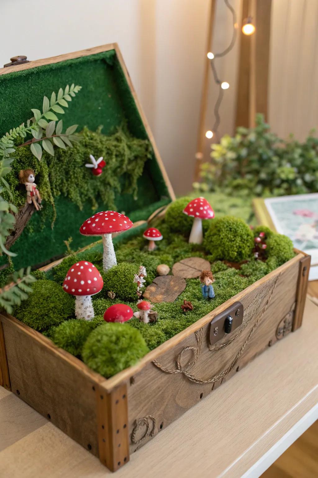 Step into a whimsical world with this enchanting forest shoebox float, where magic and craftsmanship meet!