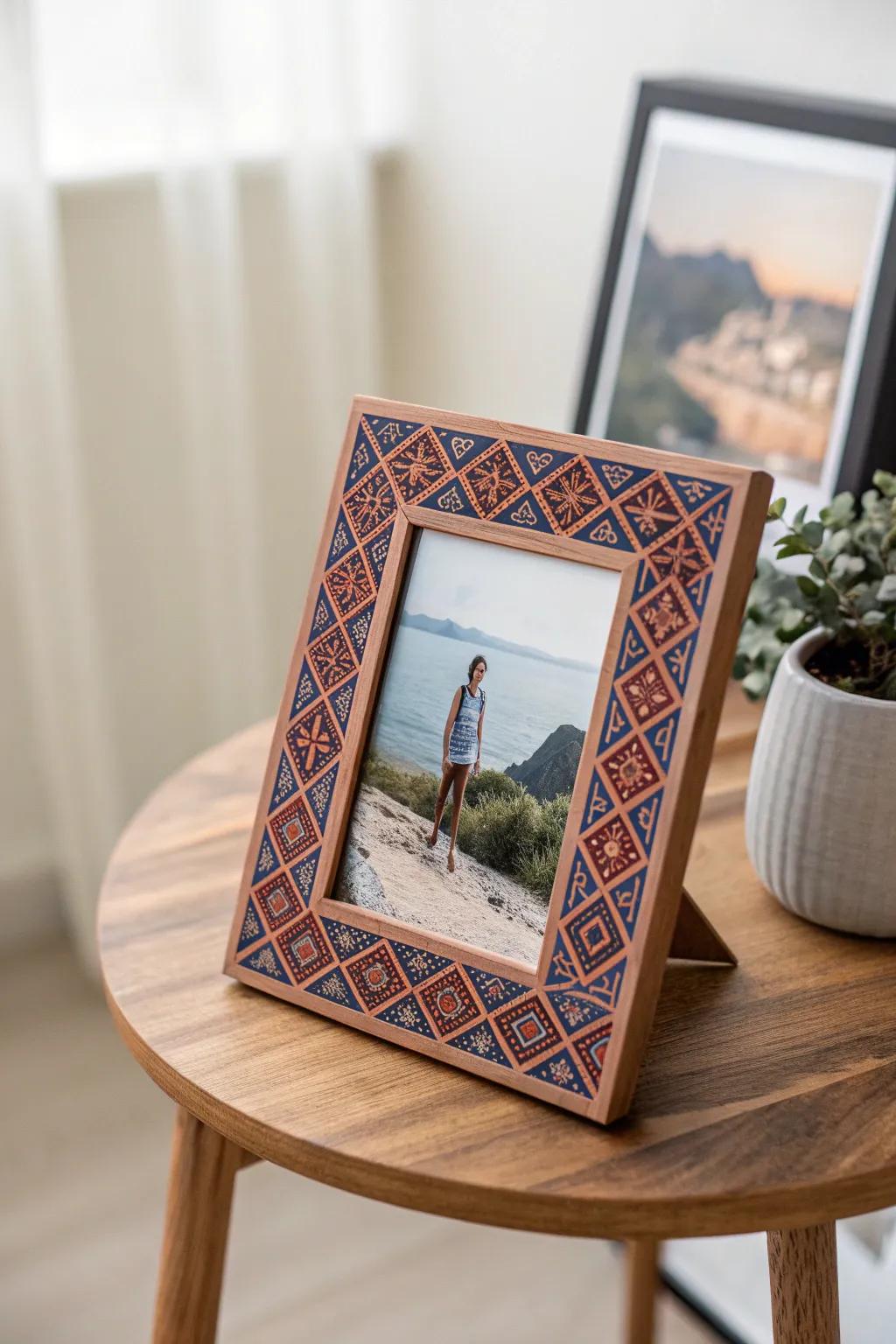 Elevate your photo cards with modern geometric patterns for a chic and sophisticated touch.