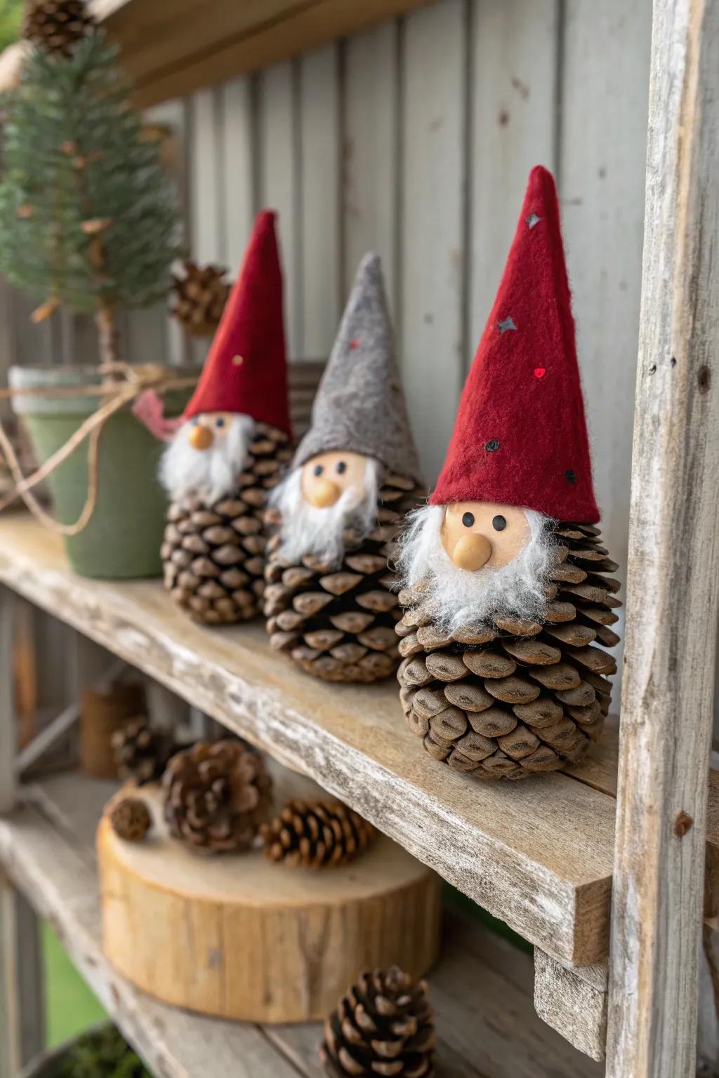 Add a touch of whimsy with charming pine cone gnomes.