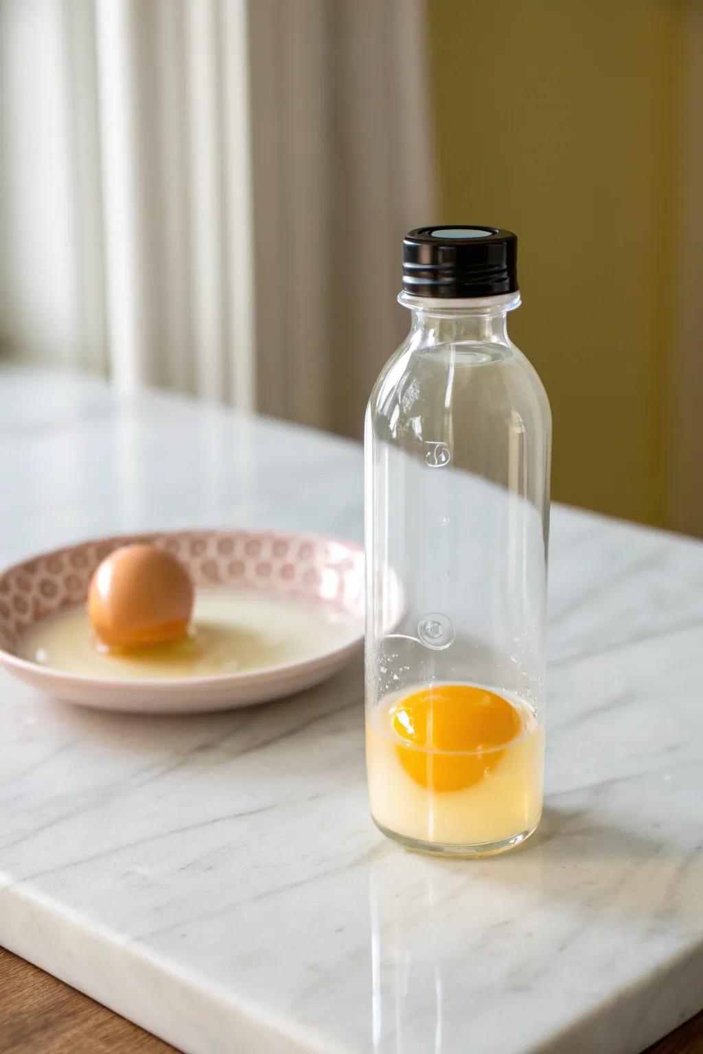Transform your plastic bottle into a chic kitchen hack for effortless egg separation!