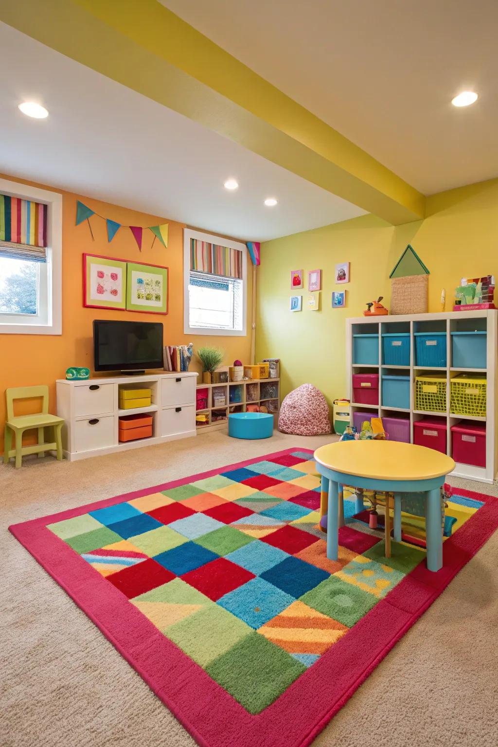 A vibrant playroom filled with bright and cheerful colors.