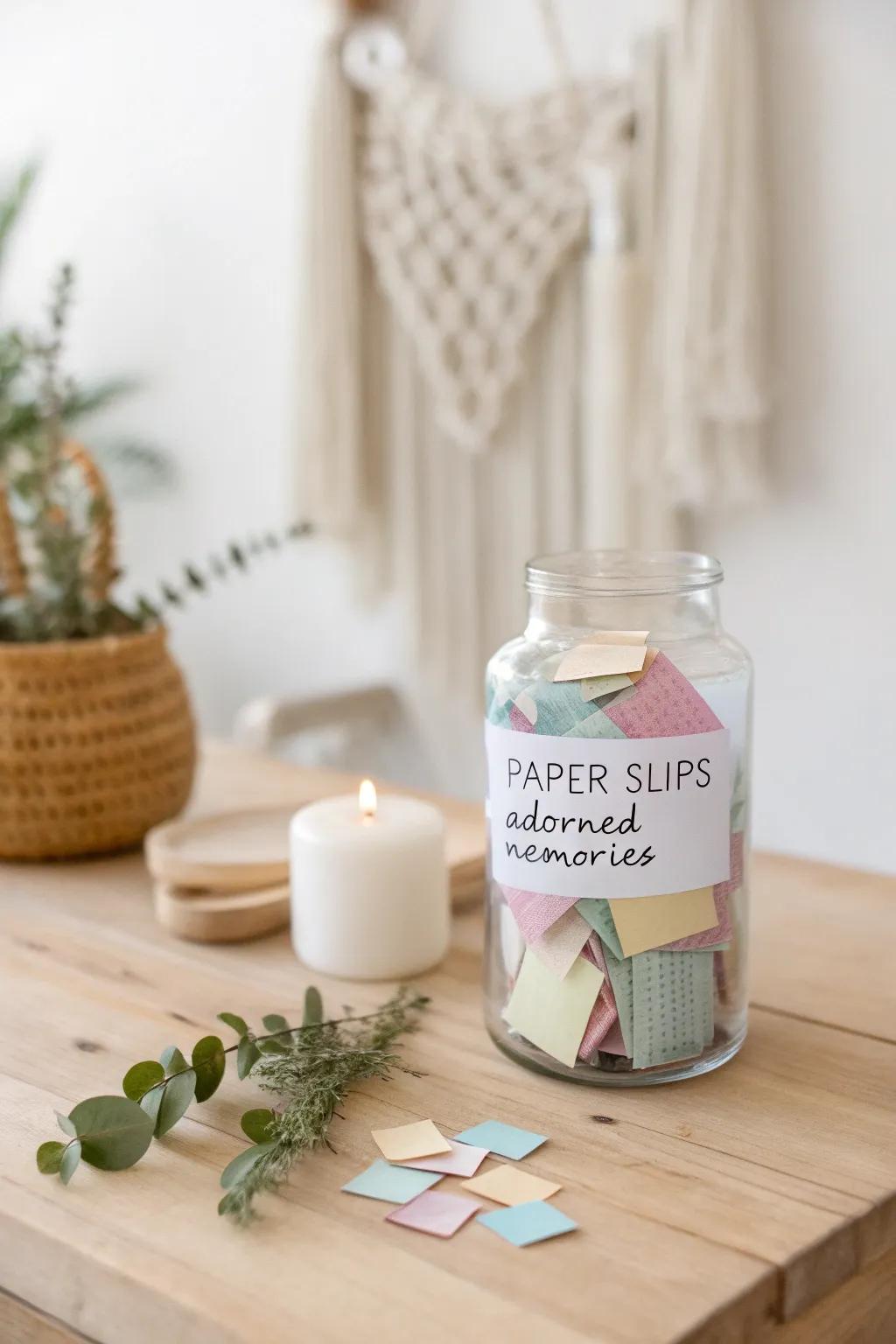 Capture the joy of special moments with a handcrafted positivity jar, perfect for gifting on birthdays or anniversaries.