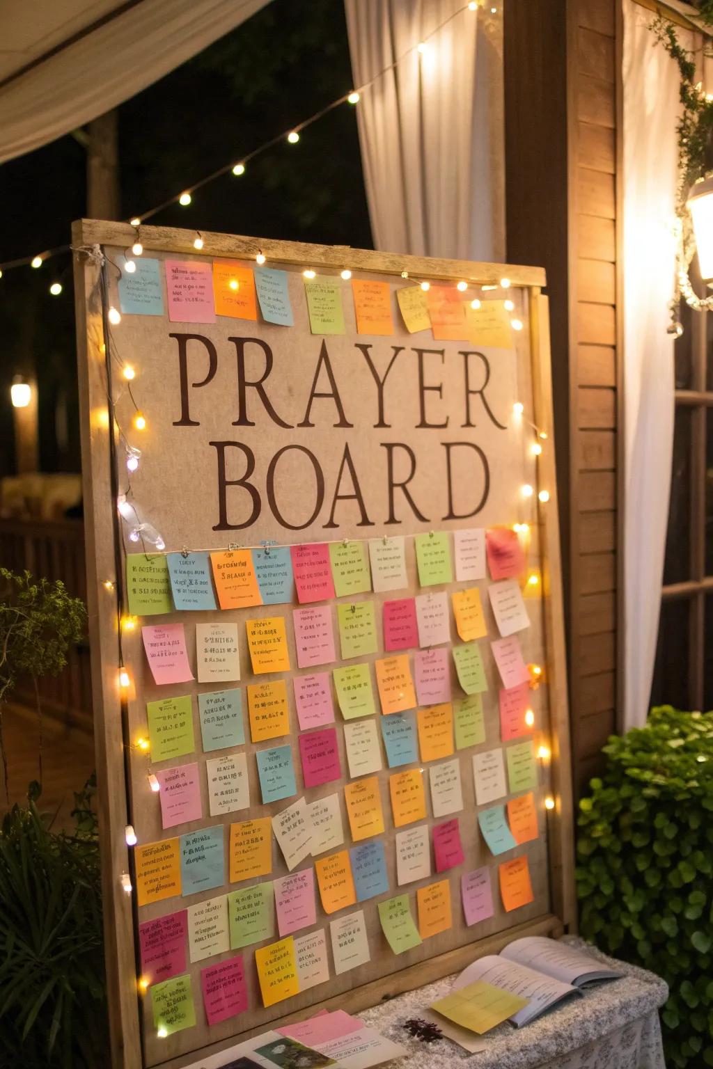 Colorful post-it notes make your prayer board lively and interactive.