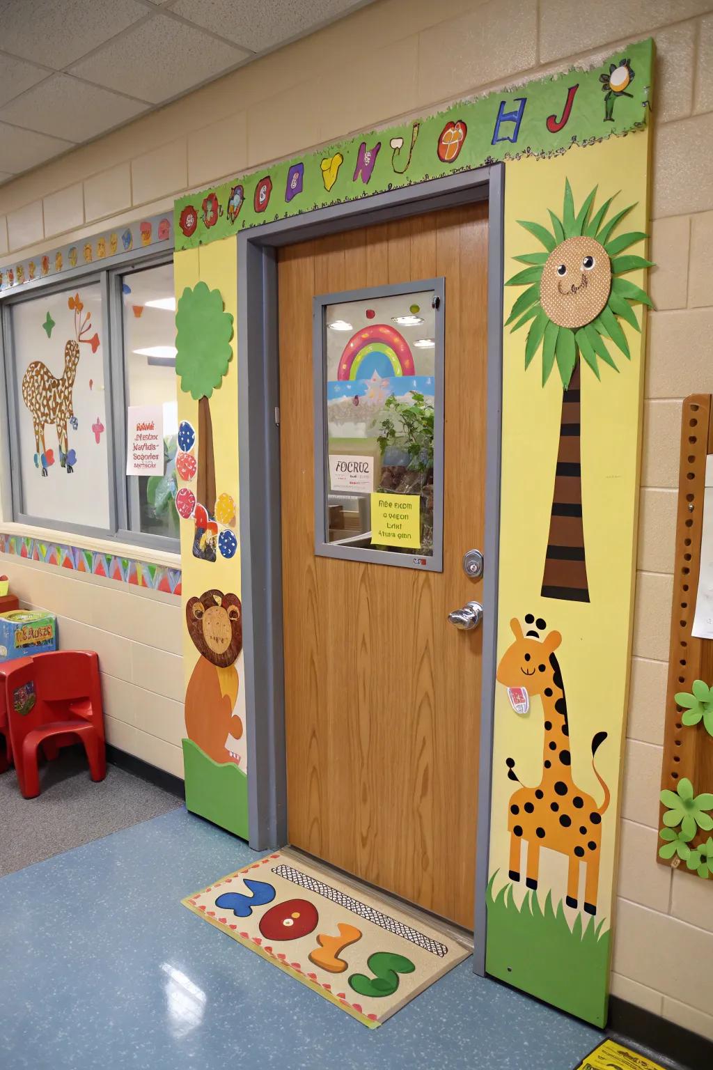 An animal-themed door brings a parade of fun and learning.