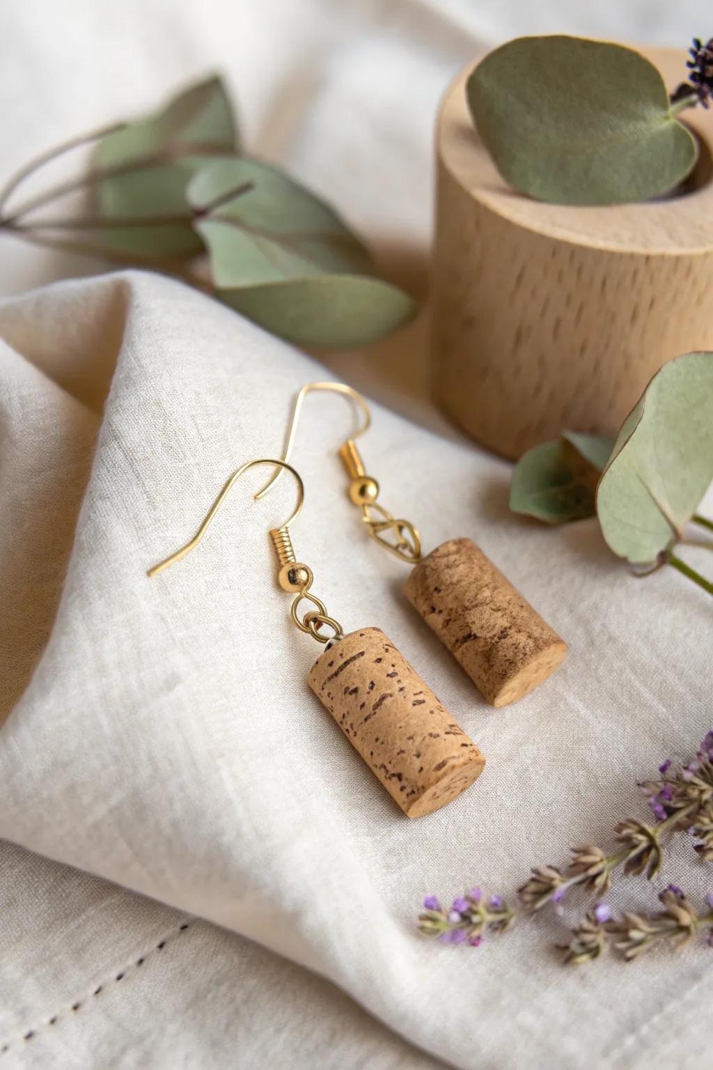 Elevate your style with handcrafted cork earrings, where natural beauty meets minimalist elegance. 🌿✨
