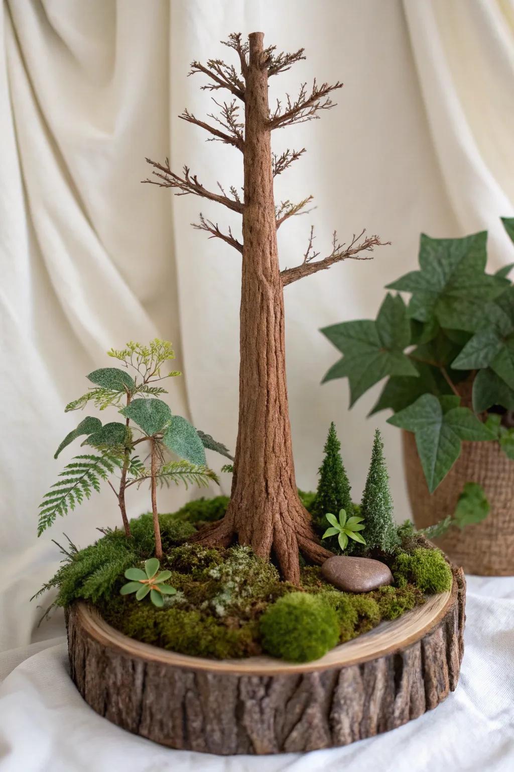 Elevate your diorama with this stunning miniature tree trunk, where simplicity meets natural beauty.