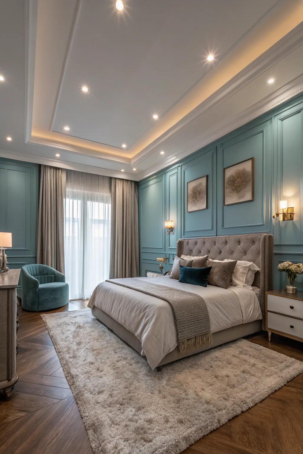 Create a serene retreat with soft recessed lighting in your bedroom.