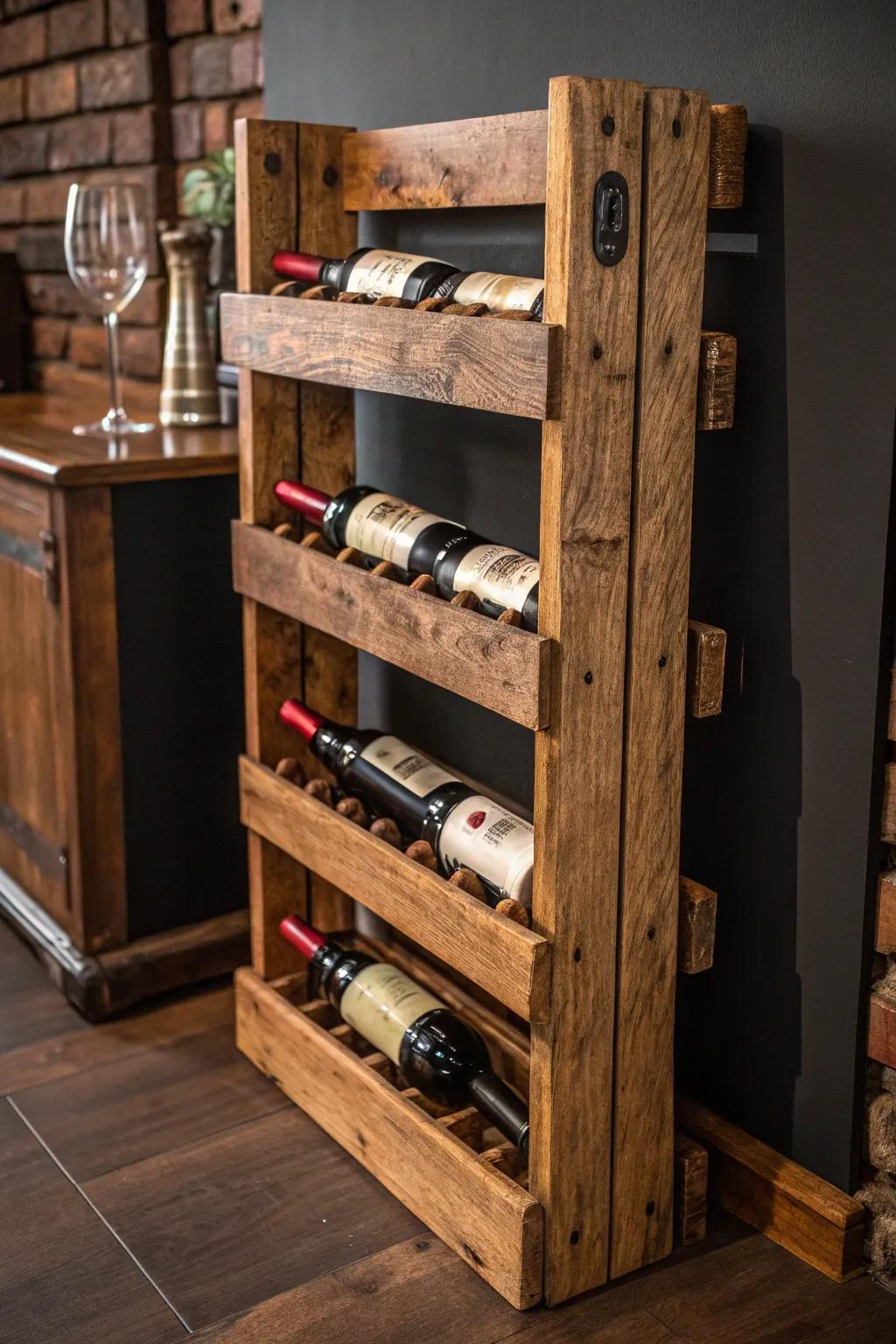 Showcase your craftsmanship with a stunning reclaimed wood wine rack.