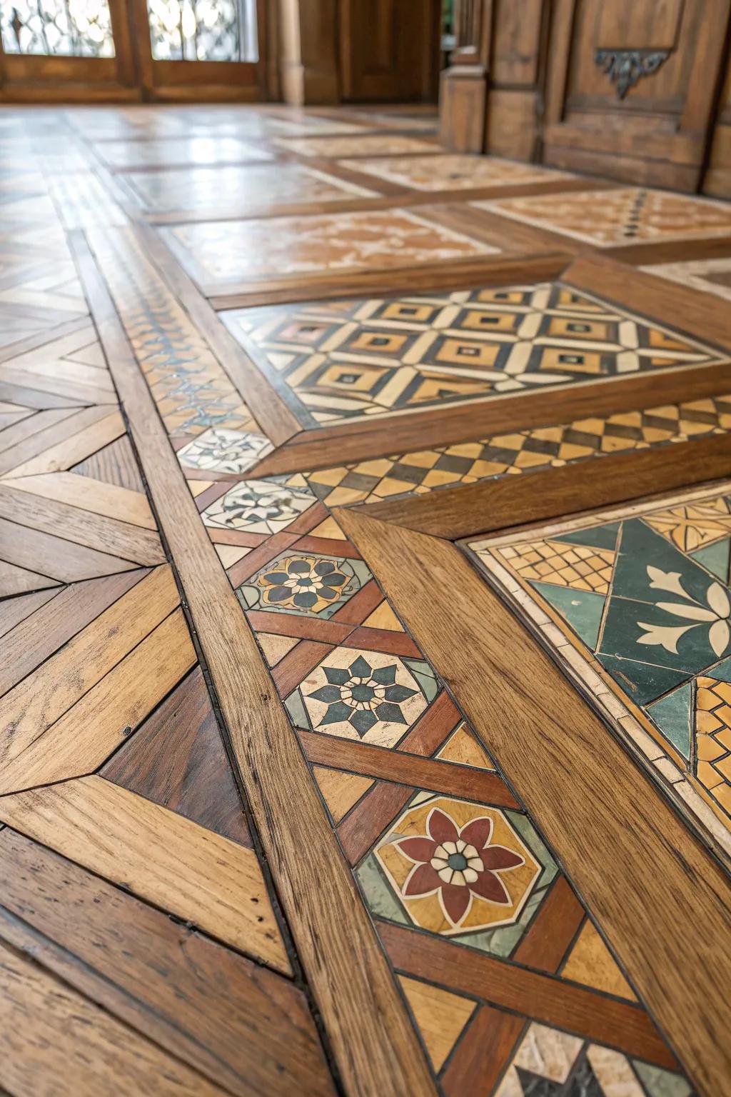 Craftsmanship and style meet in this stunning recycled flooring design.