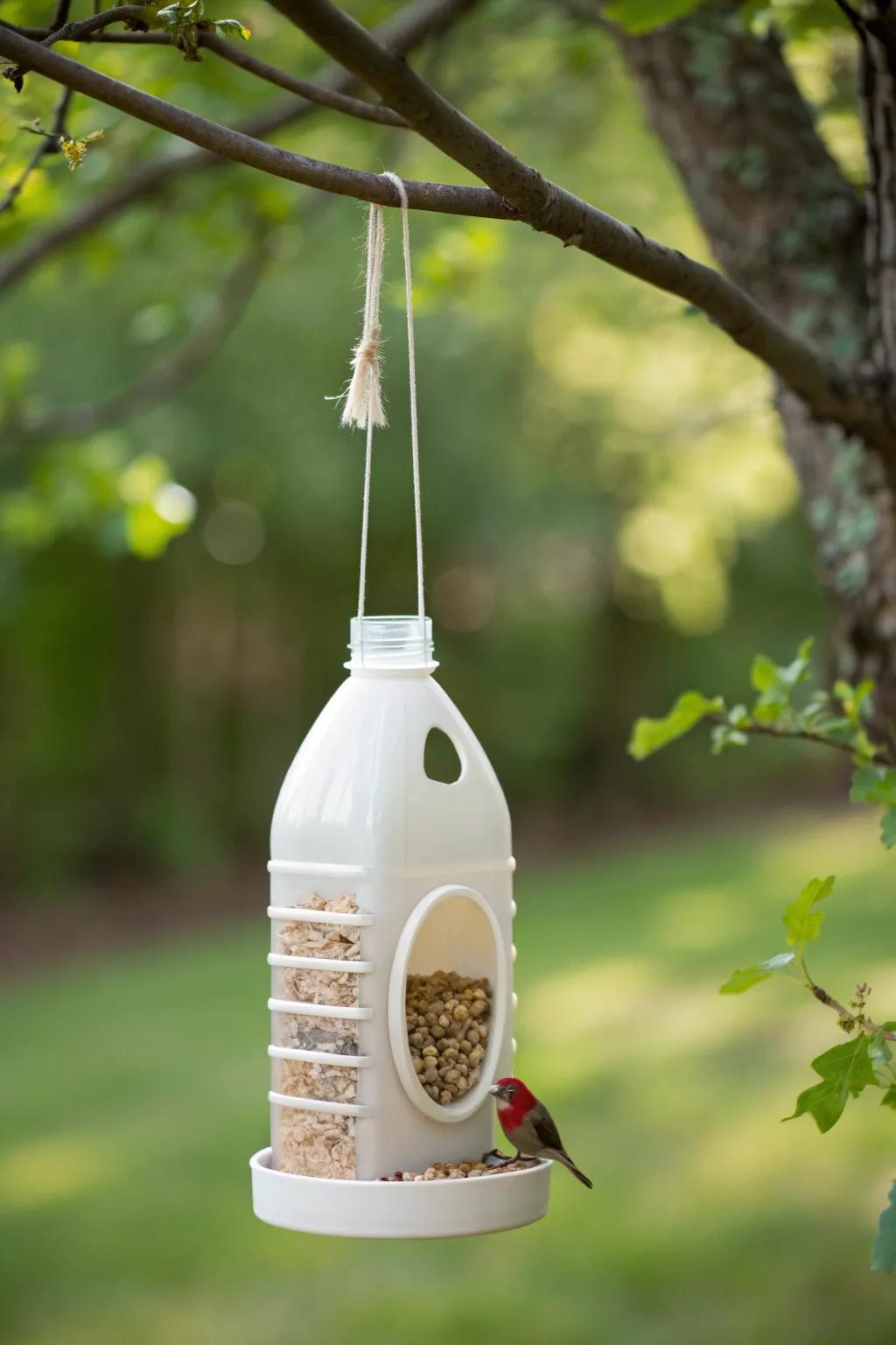 Elevate your garden with this chic, eco-friendly bird feeder made from a recycled plastic bottle. Nature meets artistry!