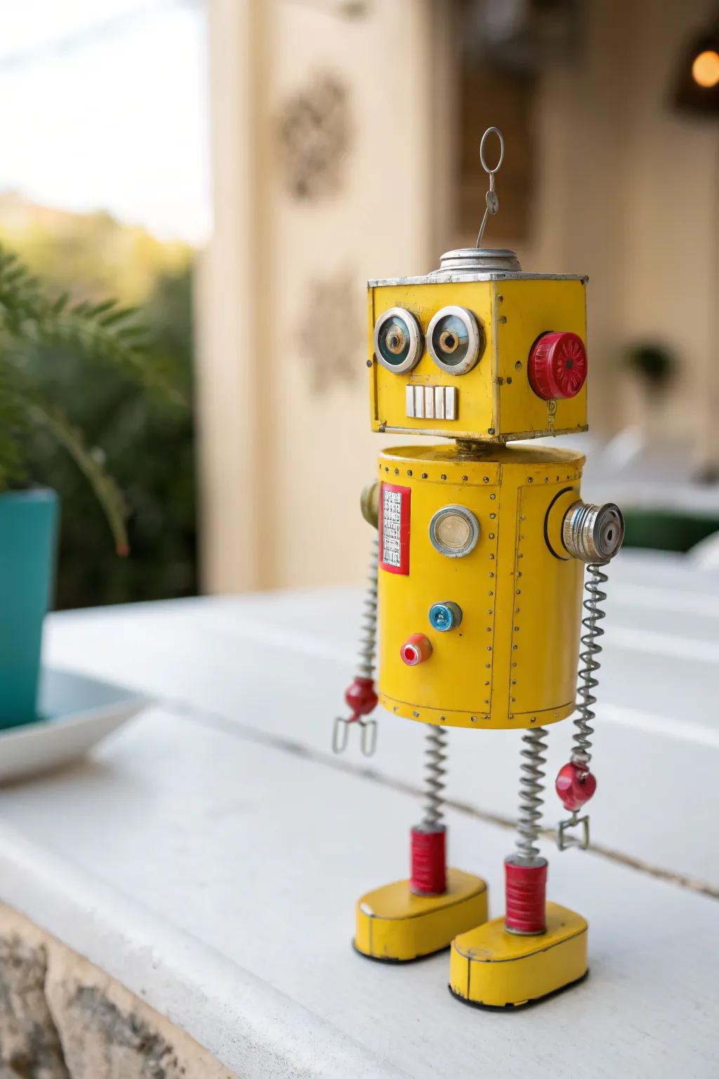 Transform tin cans into charming little robots with your kids and let their creativity shine!
