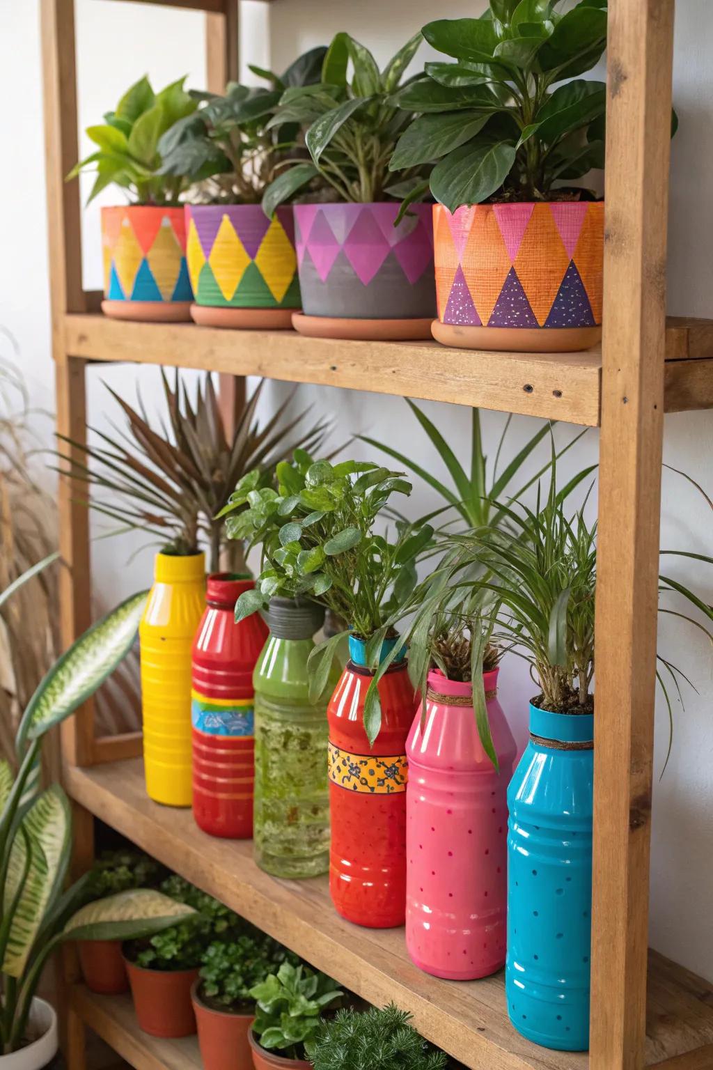 Brighten your space with colorful papier-mâché plant pots.