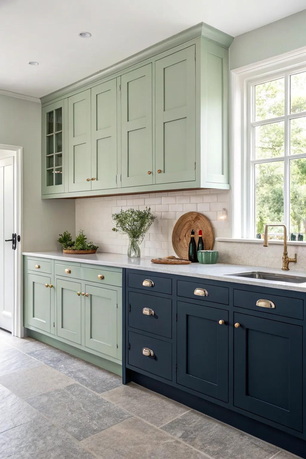 Elevate your kitchen with a chic two-tone cabinet makeover—where minimalist design meets bold color contrast.