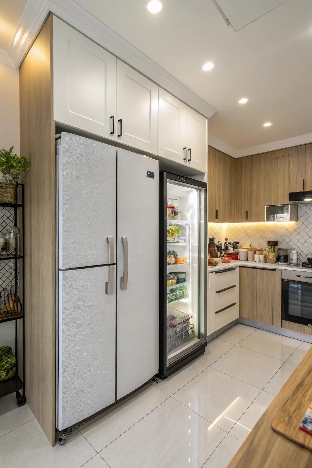 Sliding doors offer a sleek and space-saving solution for your fridge.