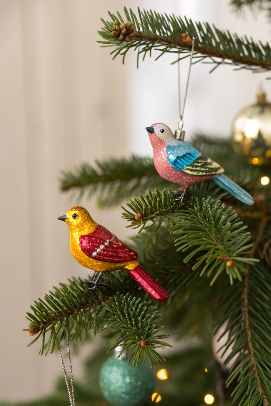 Clip-on bird ornaments add whimsical charm to your decor.