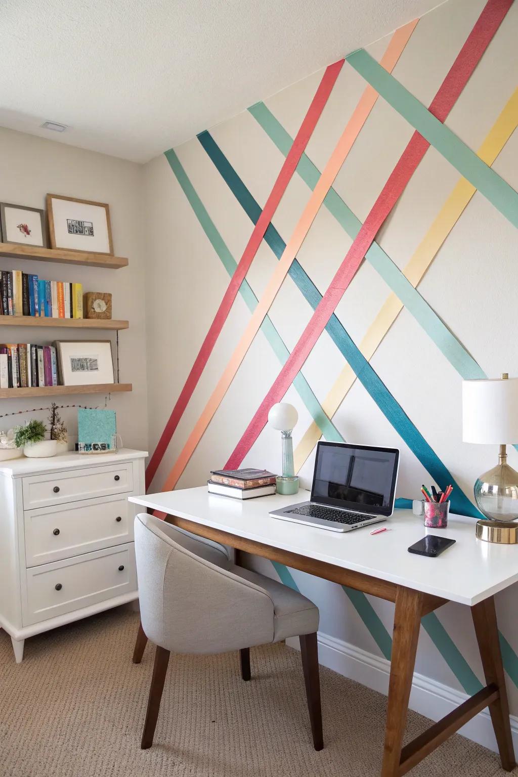 Create a focal point with a ribbon accent wall.