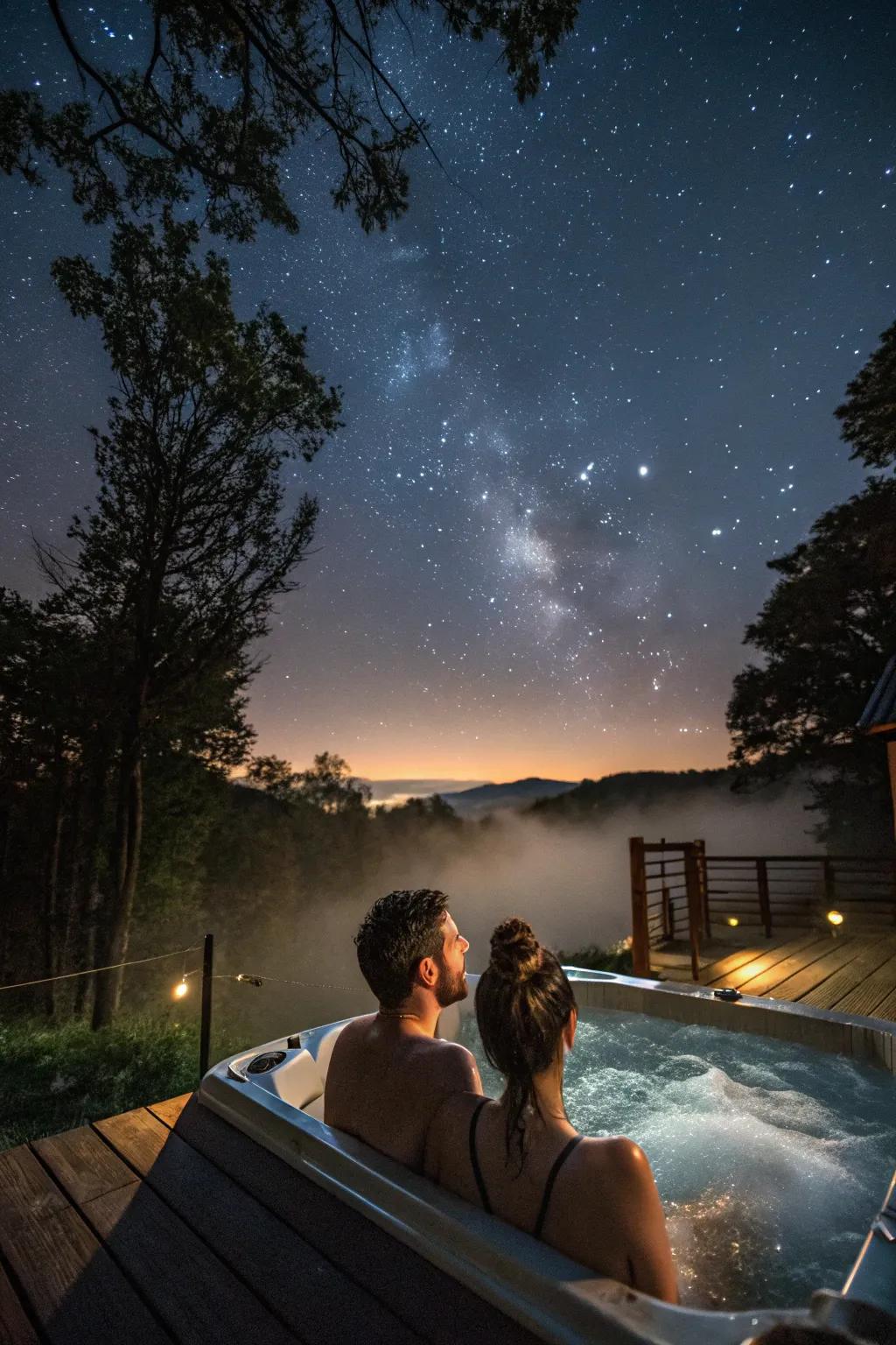 Stargazing from the jacuzzi creates a magical experience.