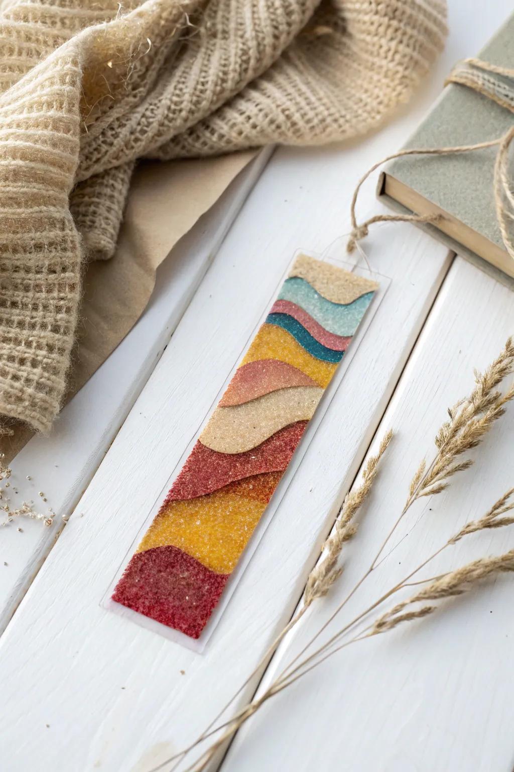 Elevate your reading experience with handcrafted sand art bookmarks – a perfect blend of vibrant colors and minimalist elegance.