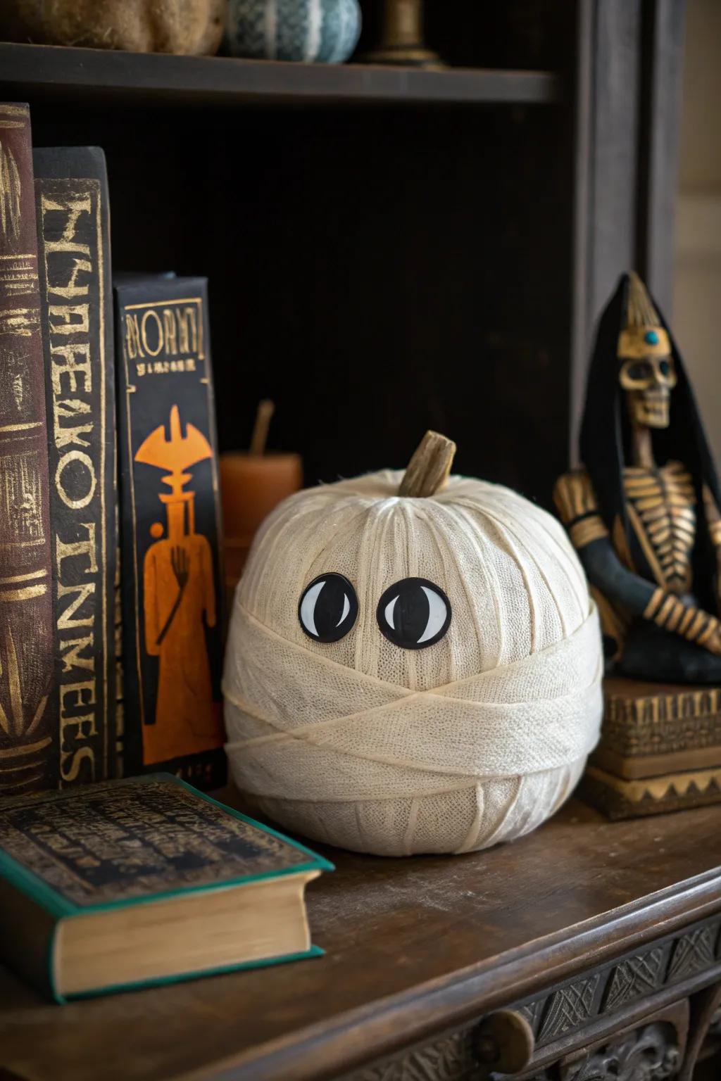 Mummy pumpkins are a wrapped-up wonder for Halloween fun.