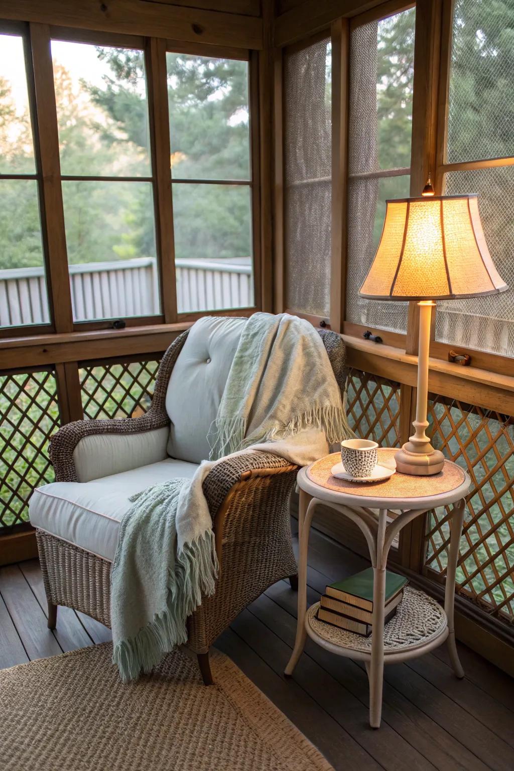 A comfy armchair creates a perfect reading nook.