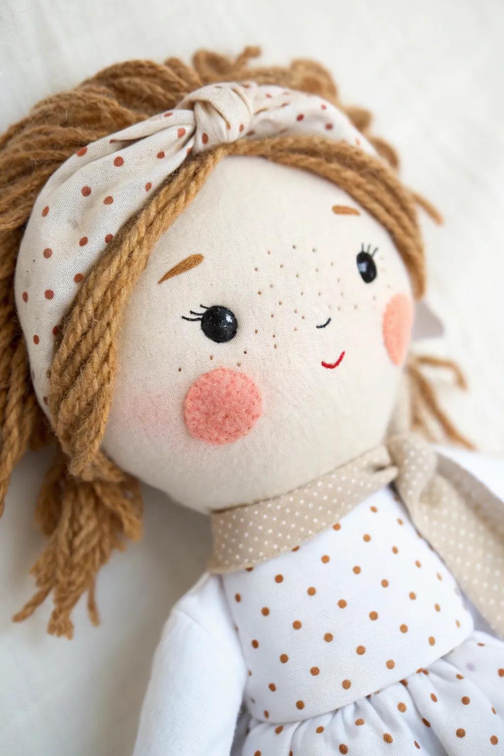 Charming simplicity: Freckles and dimples bring this doll to life.