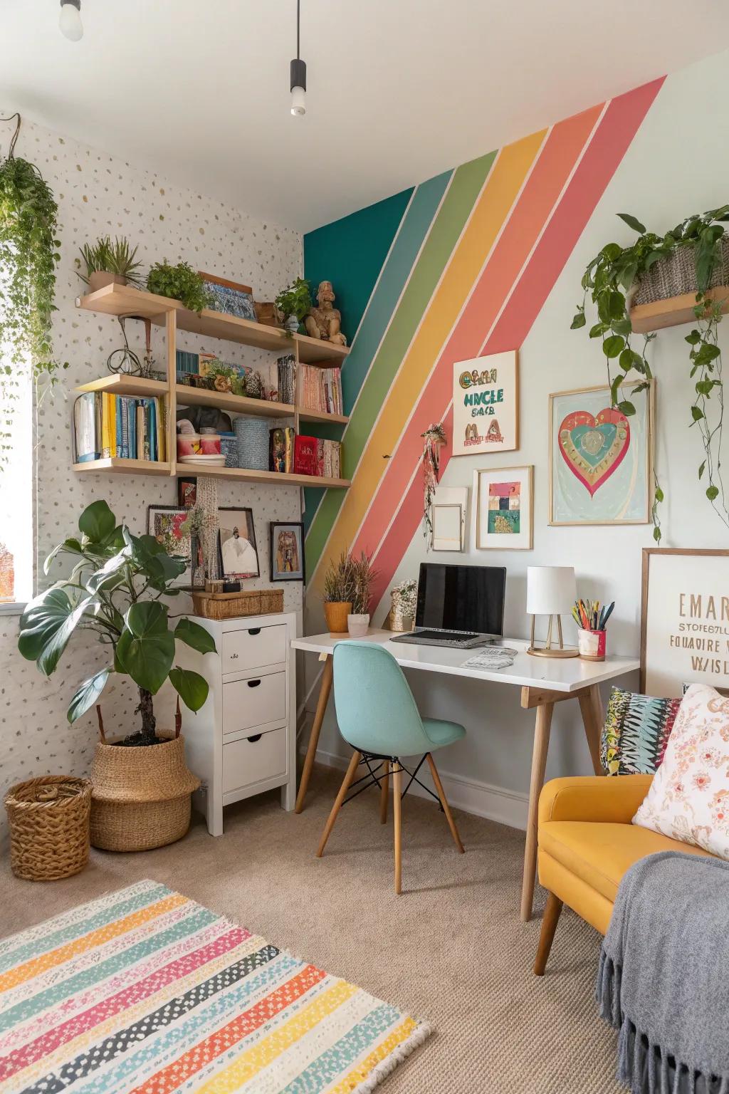 A splash of color can invigorate your workspace and boost your mood.