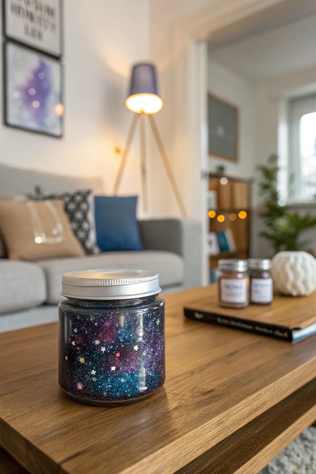 Glitter galaxy slime brings the cosmos to your hands.