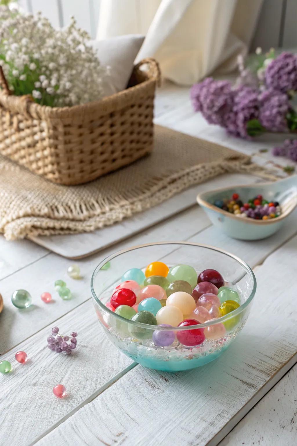 Dive into a world of sensory wonder with this minimalist slime table setting, where texture meets simplicity in vibrant style!