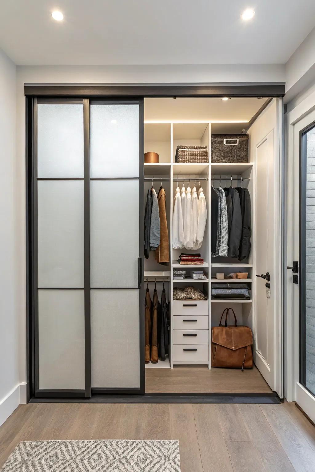 Sliding doors save space and add a contemporary feel.