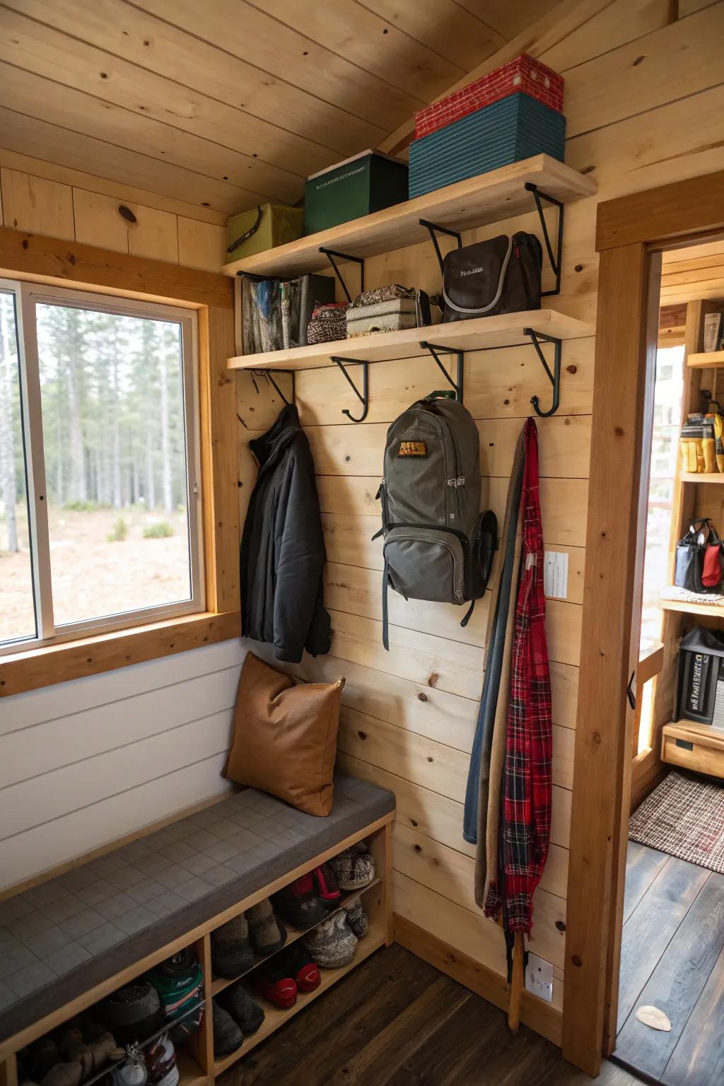 Vertical storage keeps the cabin organized and clutter-free.