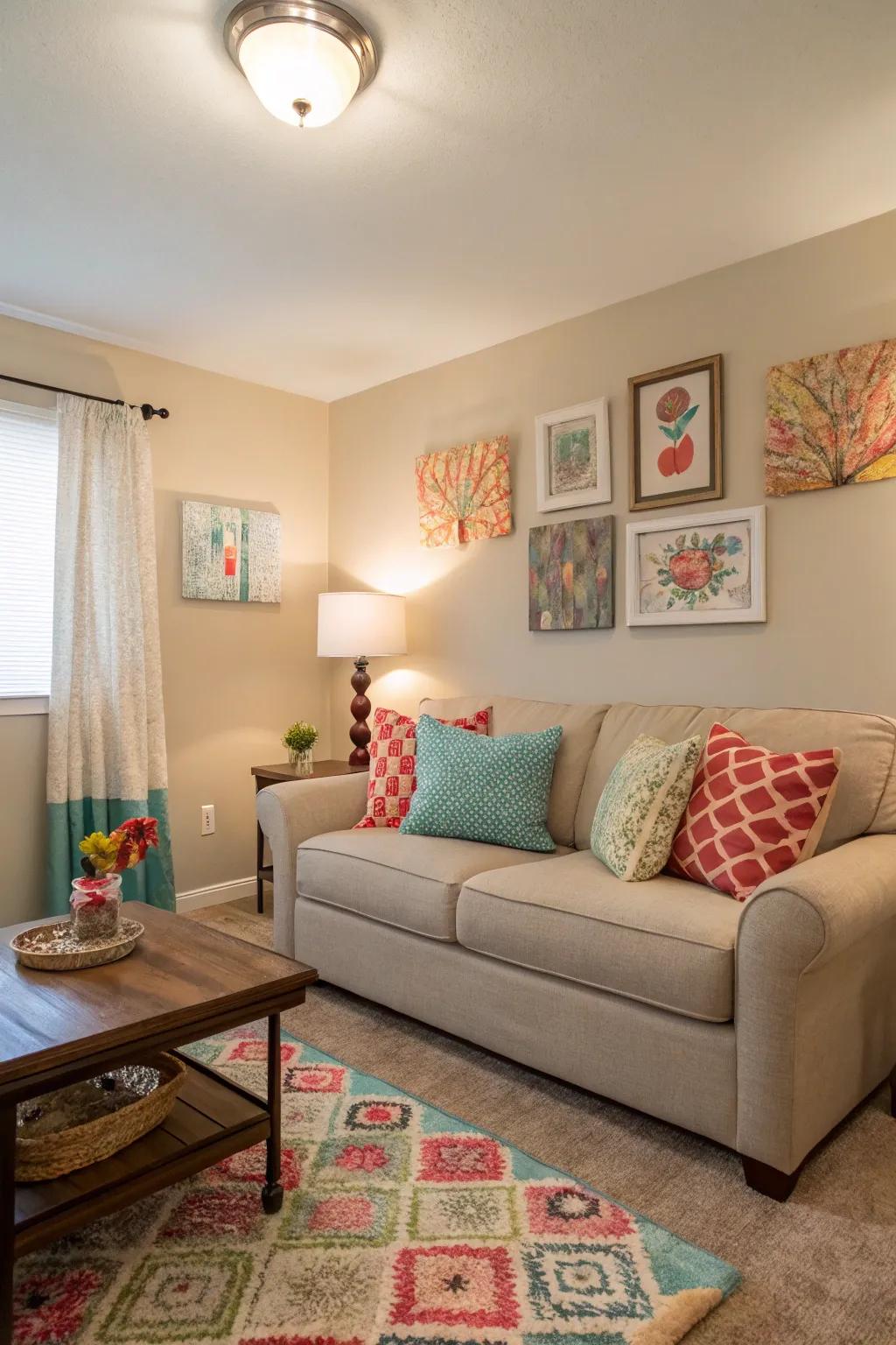 A pop of color adds personality without overwhelming the space.