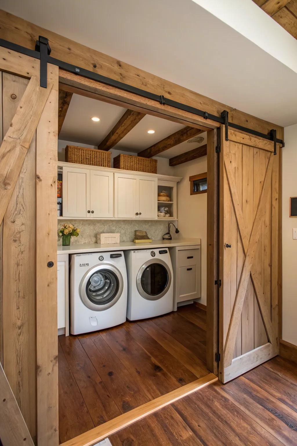 Hidden nooks keep laundry rooms tidy.