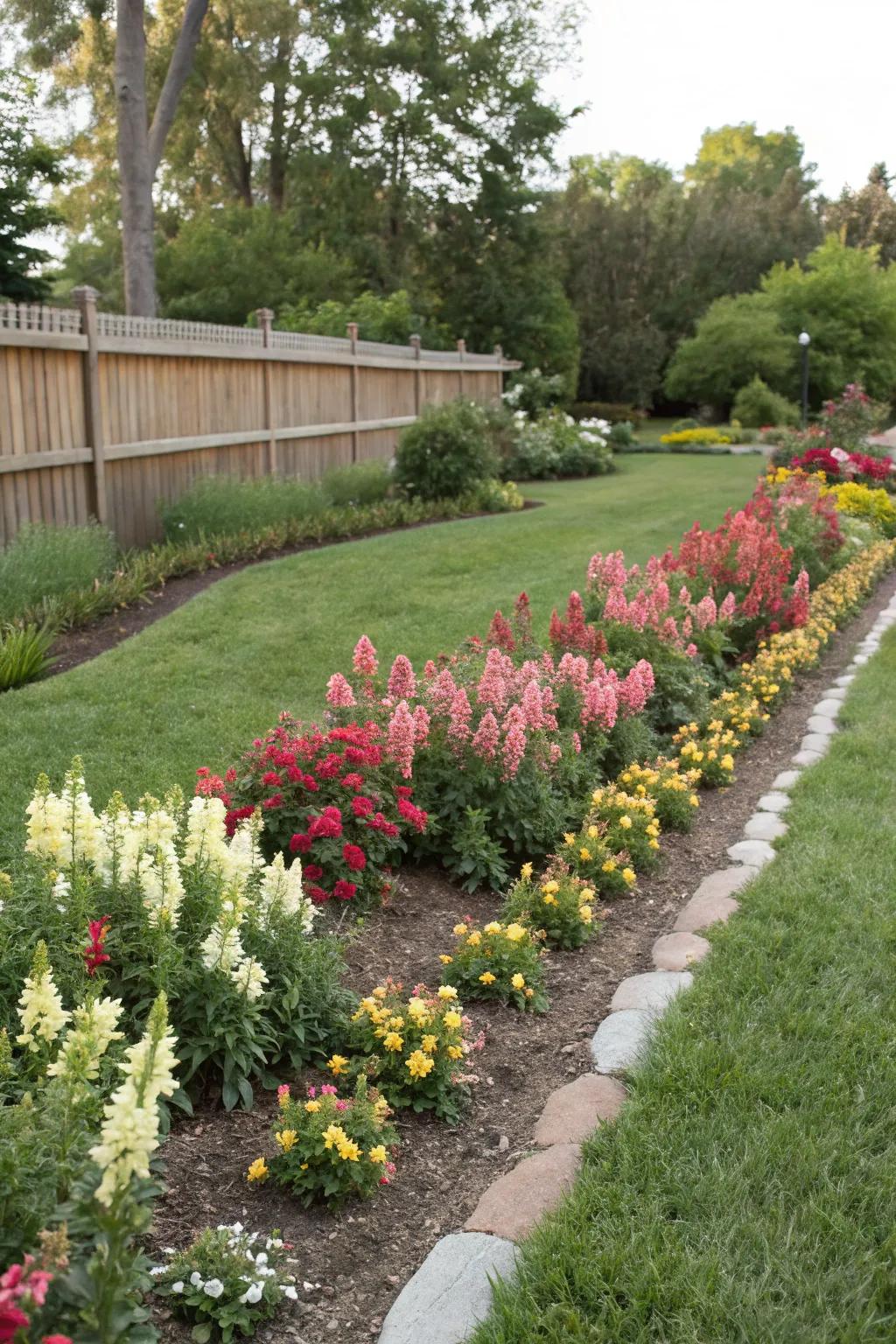 Trailing snapdragons serve as a colorful and effective ground cover.