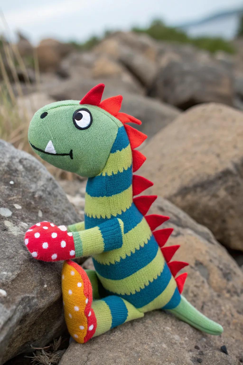 This playful dino puppet is ready to stomp through your stories!