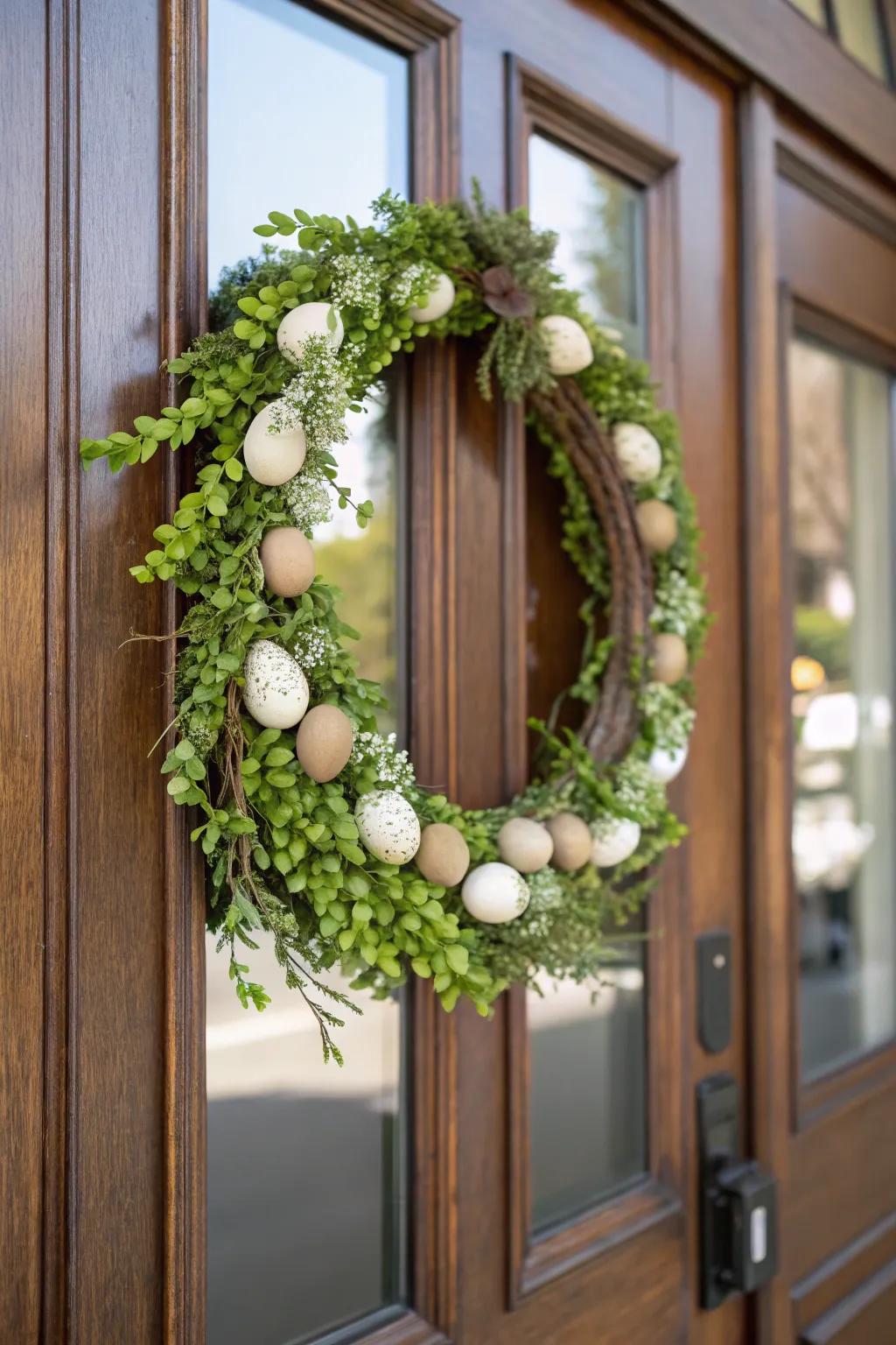 A sophisticated chinoiserie egg wreath perfect for Easter and spring.