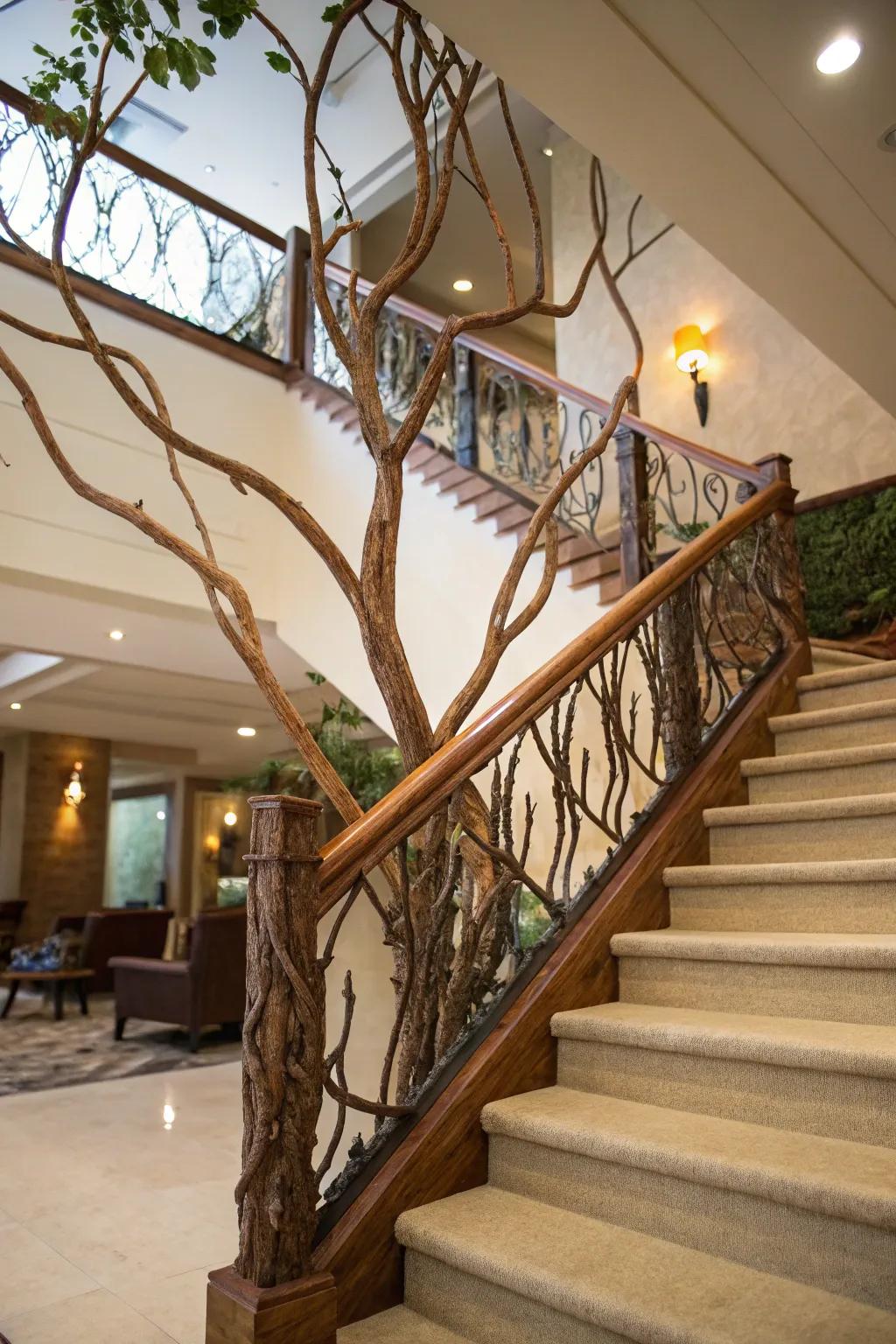 Nature-inspired spindles add an organic touch to your staircase.