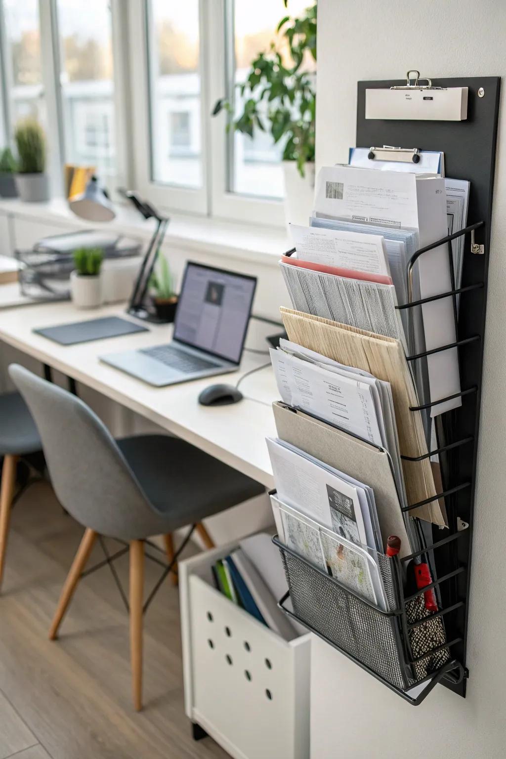 Keep important papers organized and accessible with a wall file holder.