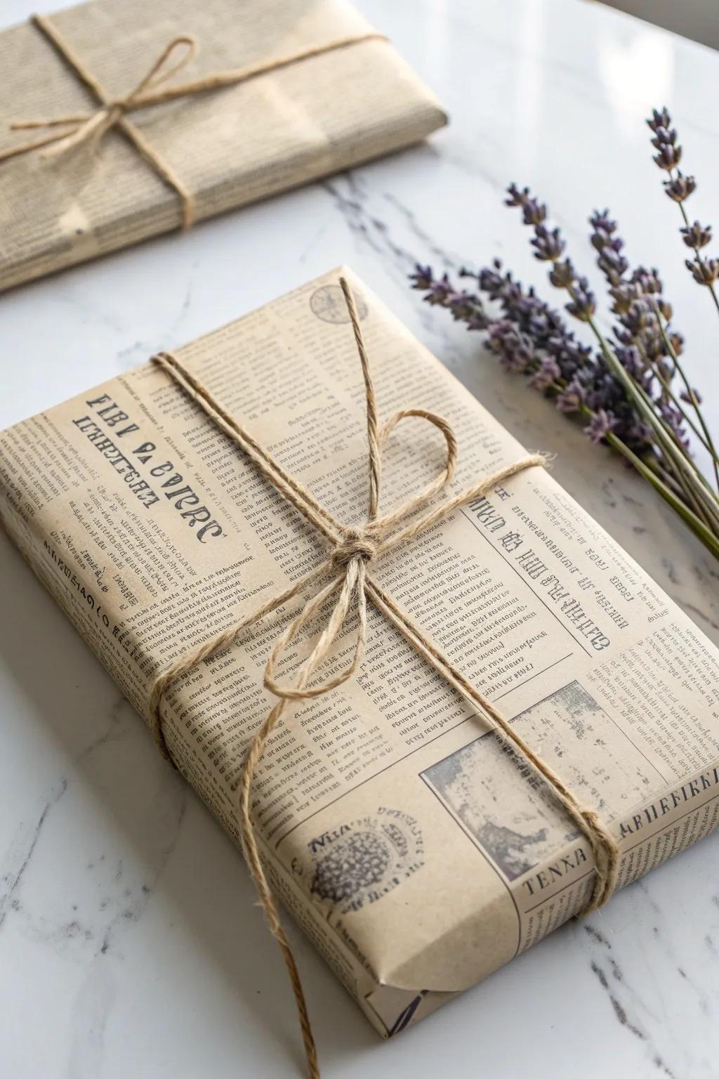 Embrace nostalgia with vintage-inspired stationery wrapping that delights the senses with its simplicity and charm.