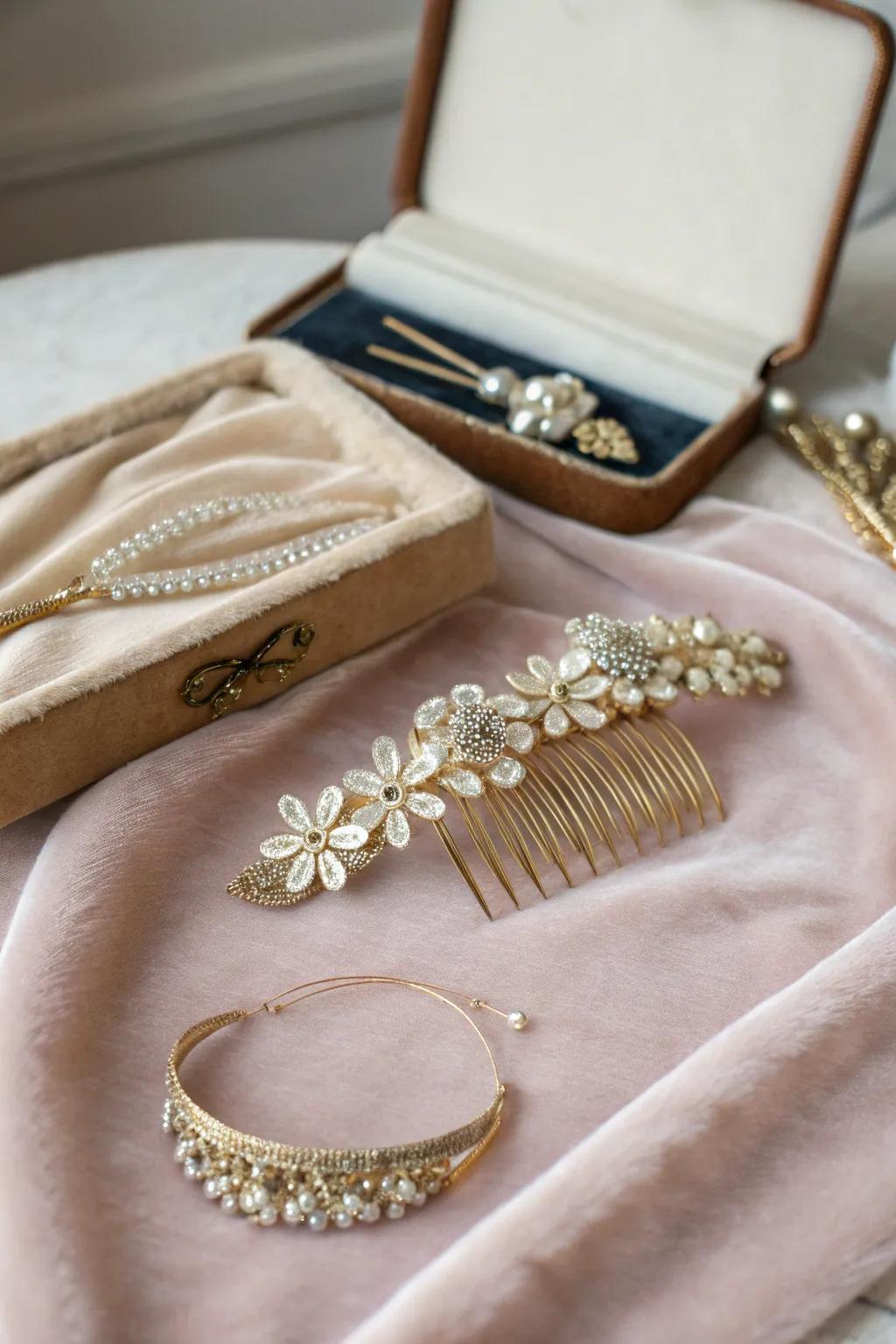 Elegant hair accessories to transform her look.