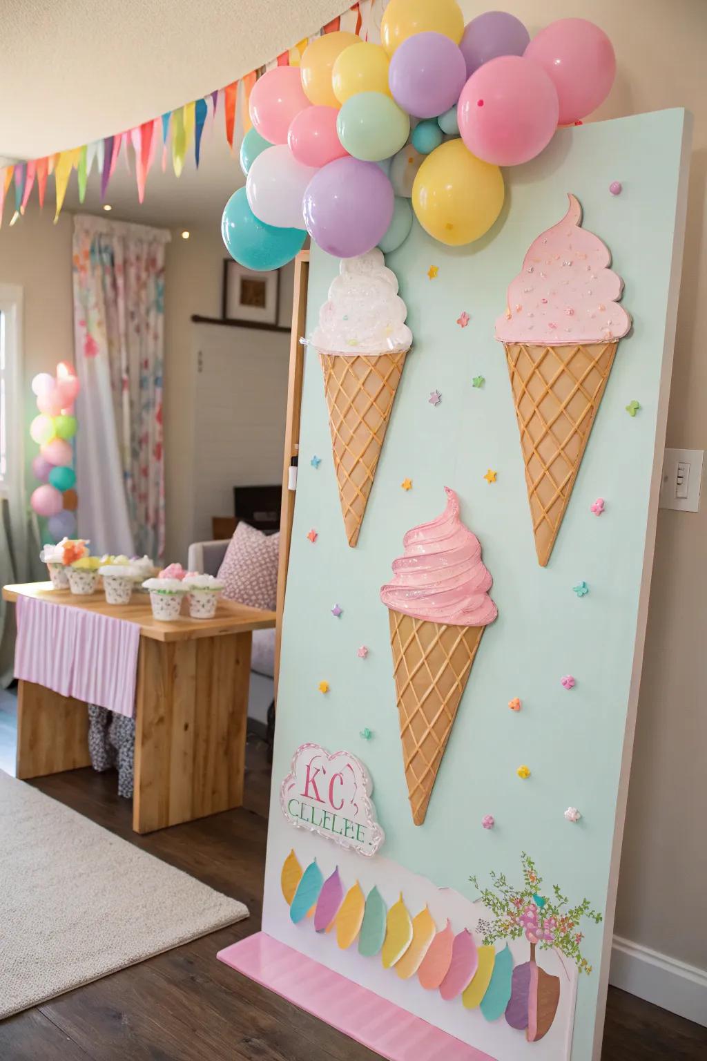 Ice cream sundae birthday board.