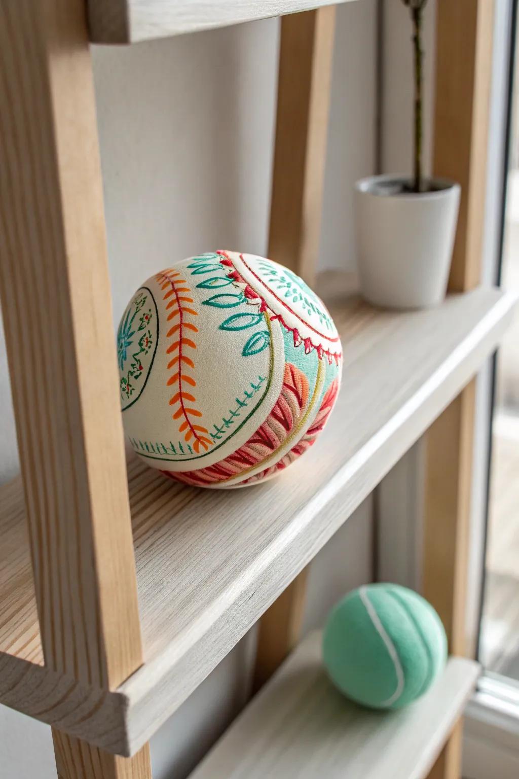 Transform the ordinary into extraordinary: a boho-chic tennis ball for your minimalist decor.