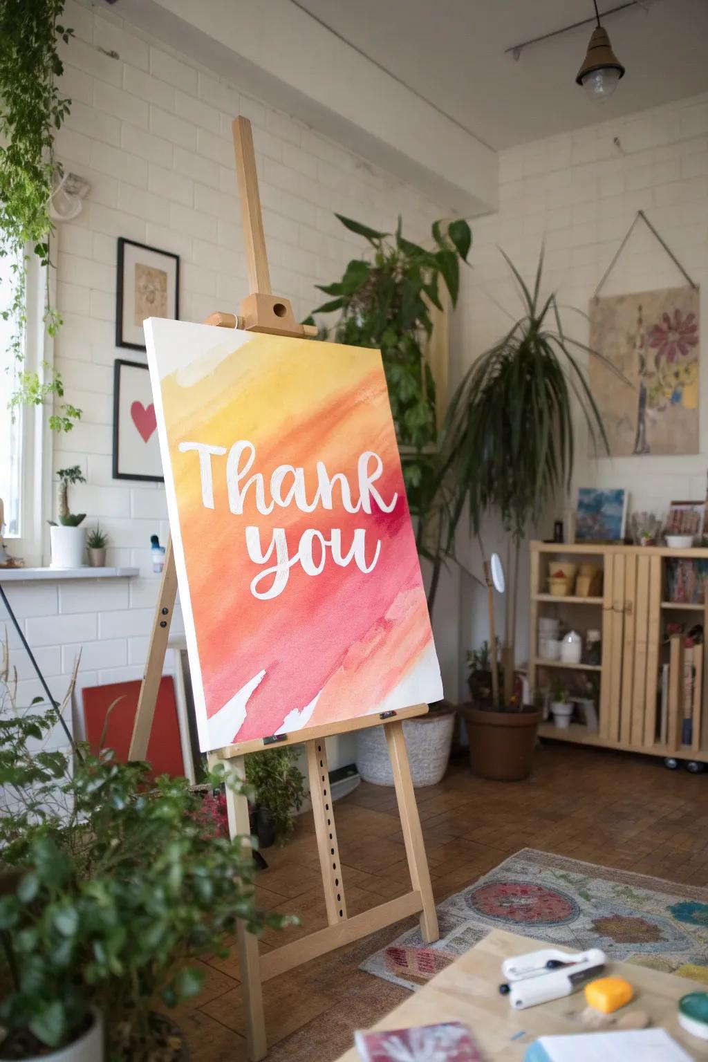 Embrace creativity with a DIY watercolor thank you poster.