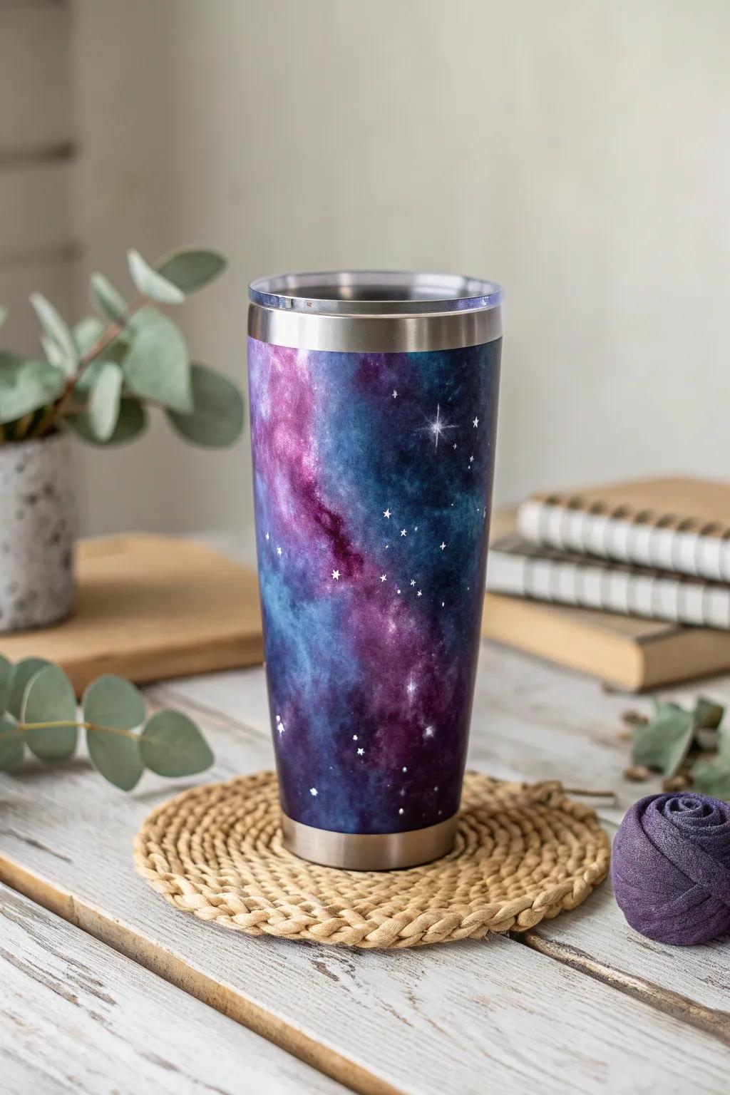 Sip in style with a cosmic twist: Your new favorite galactic tie dye tumbler!
