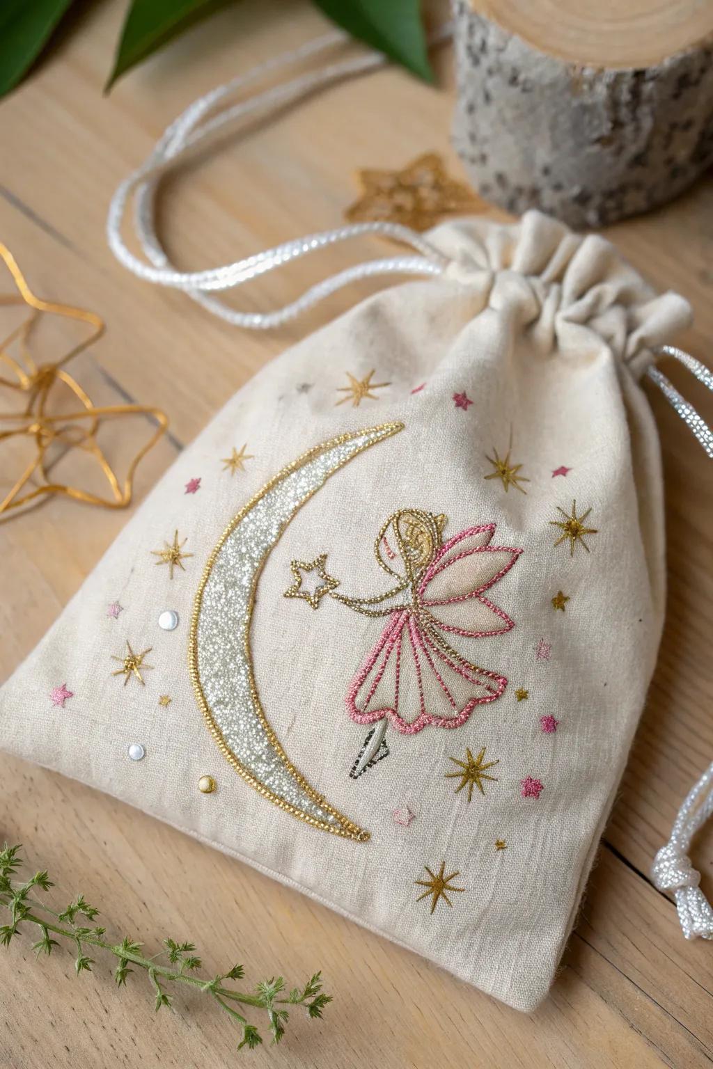 Add a touch of magic with glittery embroidery that delights and dazzles.