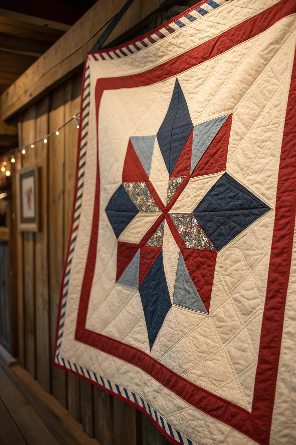 Master the art of sewing with a stunning quilted flag design.