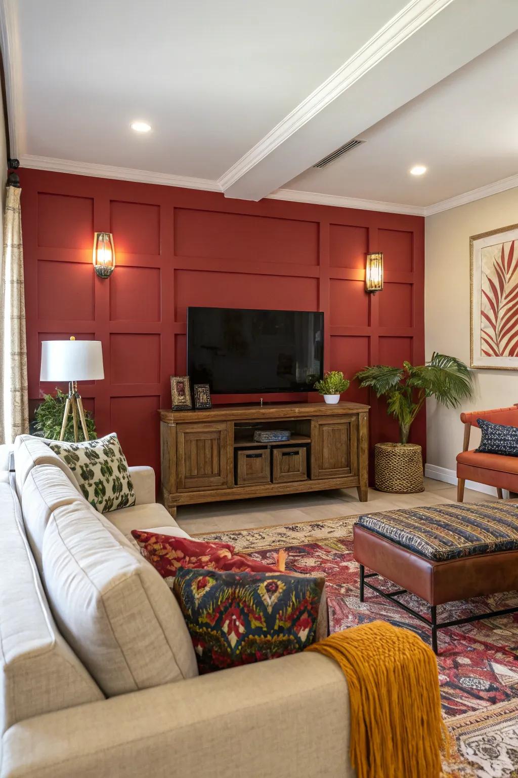 A bold accent wall makes your TV area a striking feature.