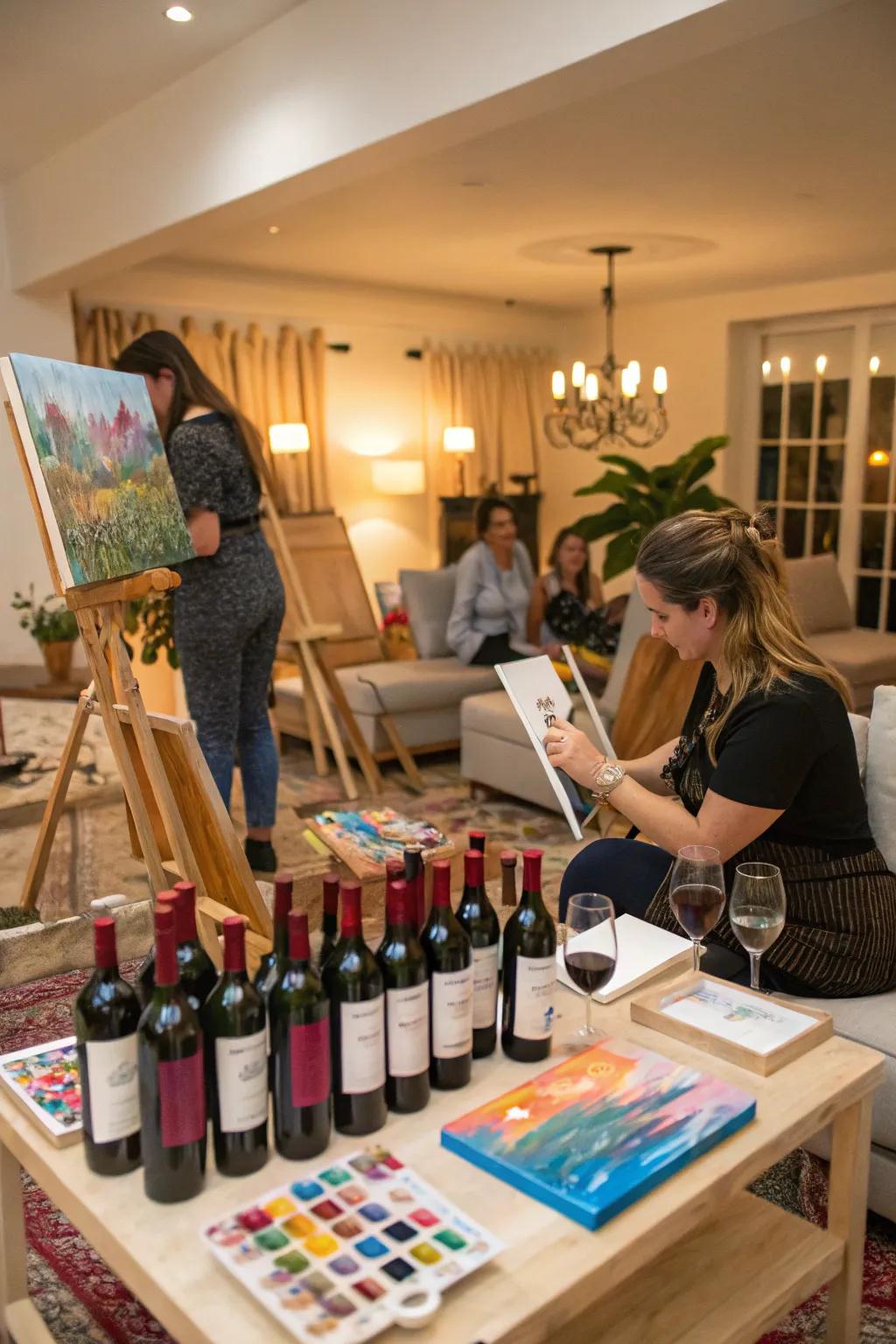 Blend creativity and relaxation with a wine and paint party.